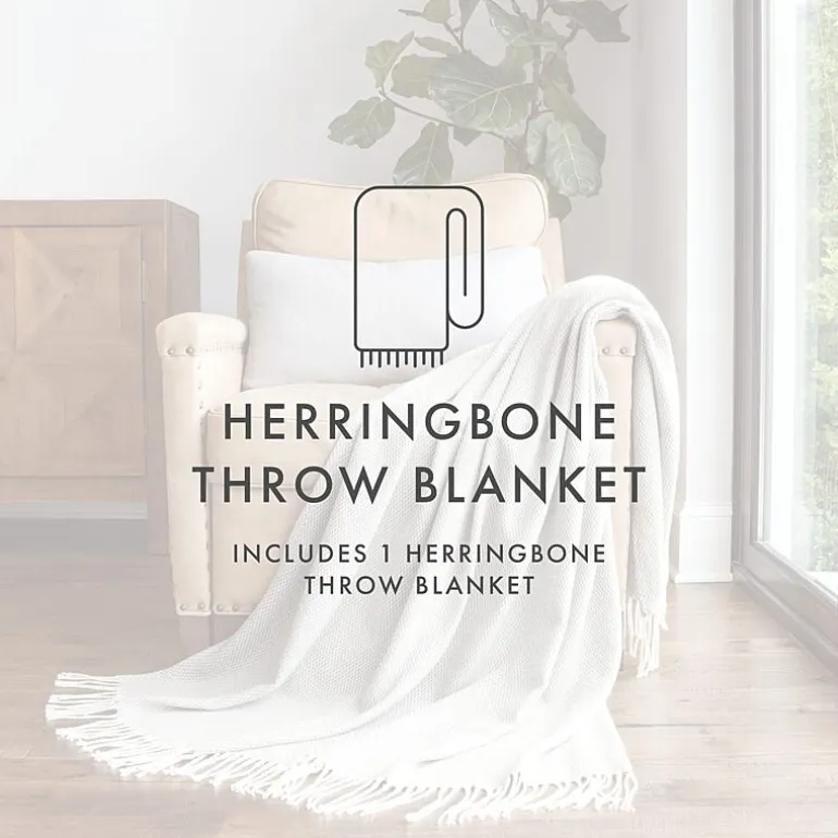 Casual Comfort Herringbone Lightweight Throw