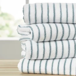Casual Comfort 4-Pack Cabana Stripe Beach Pool Towels - 100% Absorbent Cotton, 35 X 65