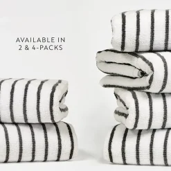 Casual Comfort 4-Pack Cabana Stripe Beach Pool Towels - 100% Absorbent Cotton, 35 X 65