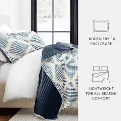 Casual Comfort Pattern Reversible Contemporary Lightweight 3 Pc. Quilt Set