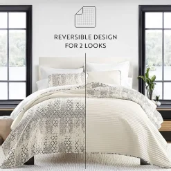 Casual Comfort Pattern Reversible Contemporary Lightweight 3 Pc. Quilt Set