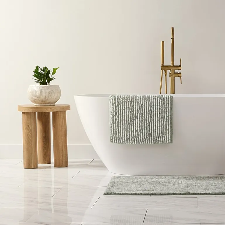 Casual Comfort Pinstripe Cotton Bath Rug