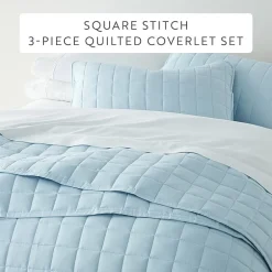 Casual Comfort Premium Ultra Soft Square Pattern Quilted Coverlet Set