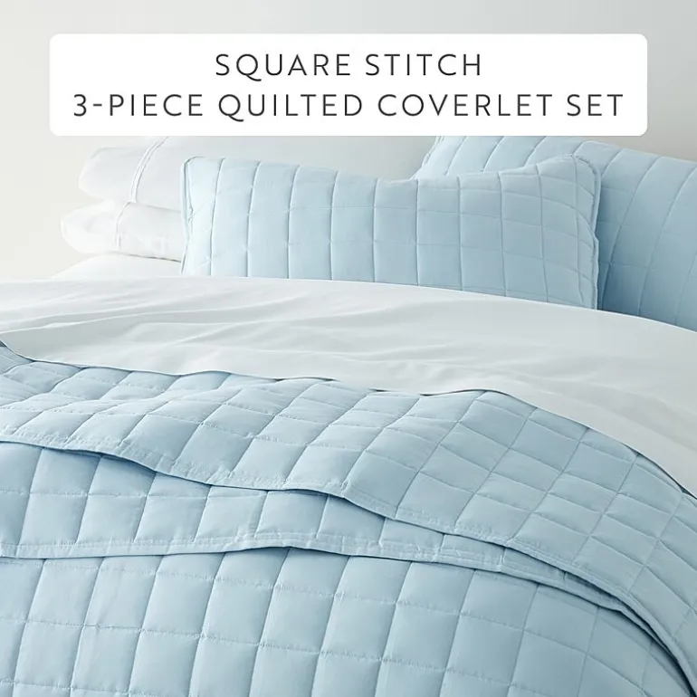 Casual Comfort Premium Ultra Soft Square Pattern Quilted Coverlet Set