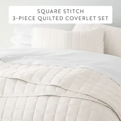 Casual Comfort Premium Ultra Soft Square Pattern Quilted Coverlet Set