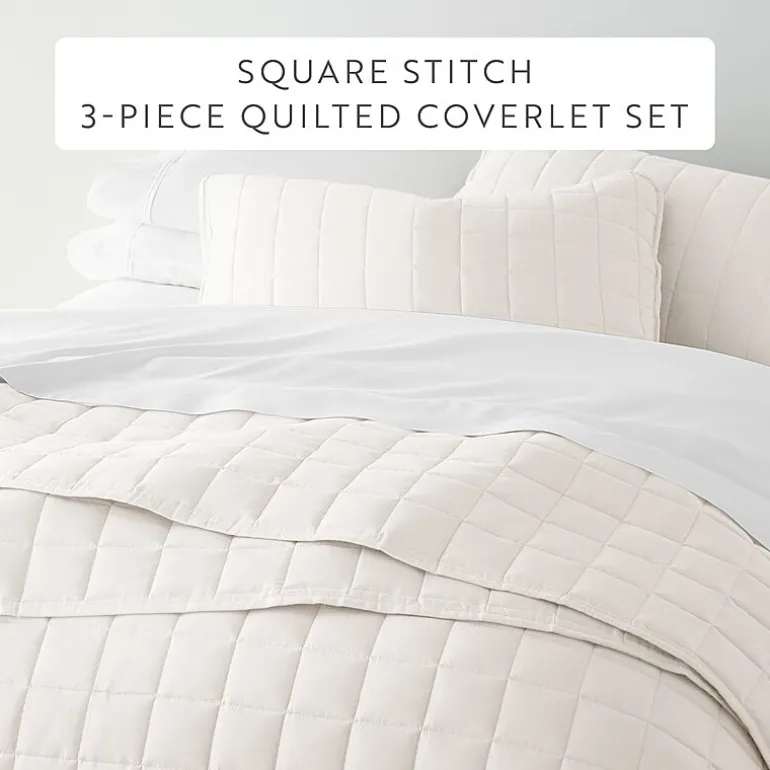 Casual Comfort Premium Ultra Soft Square Pattern Quilted Coverlet Set