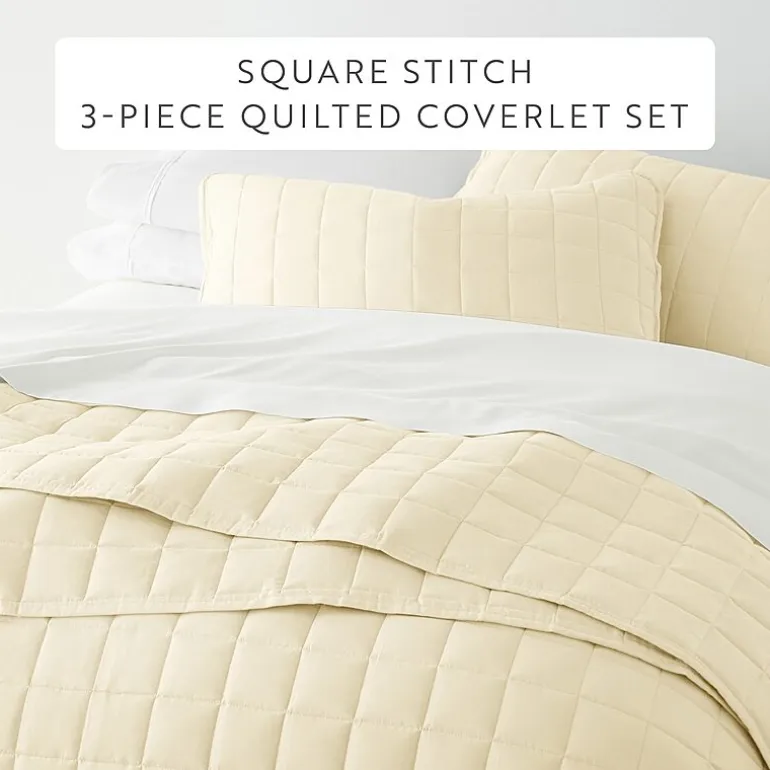 Casual Comfort Premium Ultra Soft Square Pattern Quilted Coverlet Set
