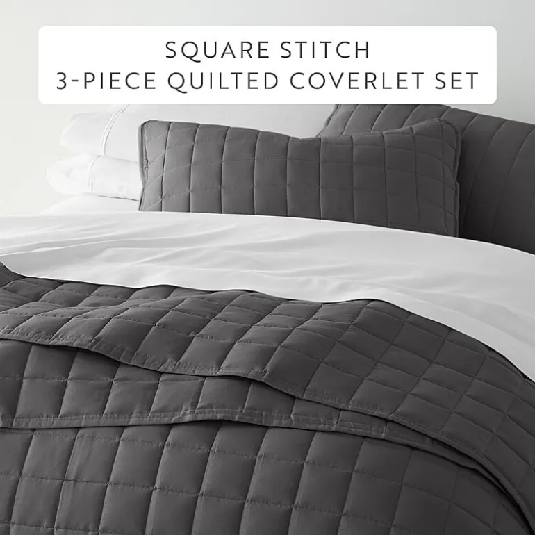 Casual Comfort Premium Ultra Soft Square Pattern Quilted Coverlet Set