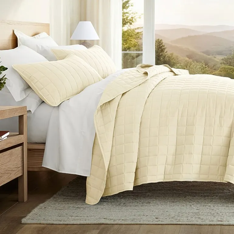 Casual Comfort Premium Ultra Soft Square Pattern Quilted Coverlet Set