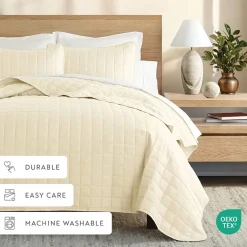 Casual Comfort Premium Ultra Soft Square Pattern Quilted Coverlet Set
