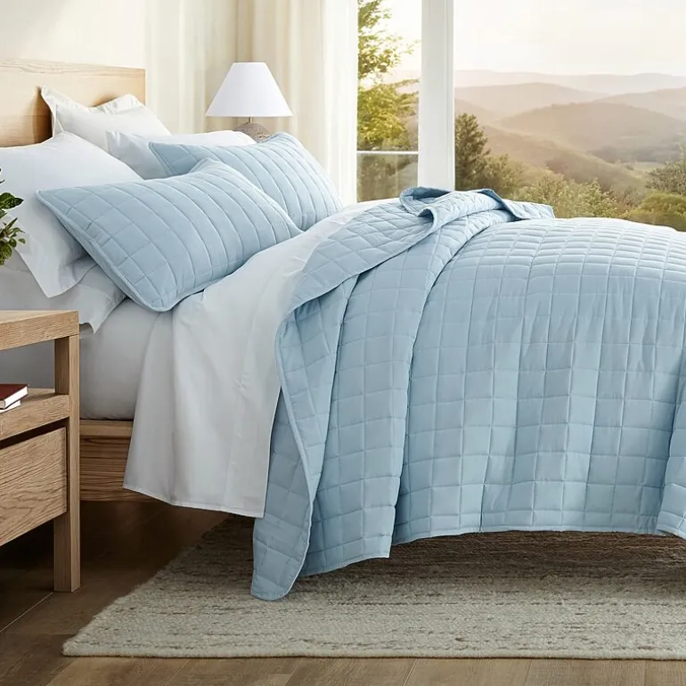Casual Comfort Premium Ultra Soft Square Pattern Quilted Coverlet Set