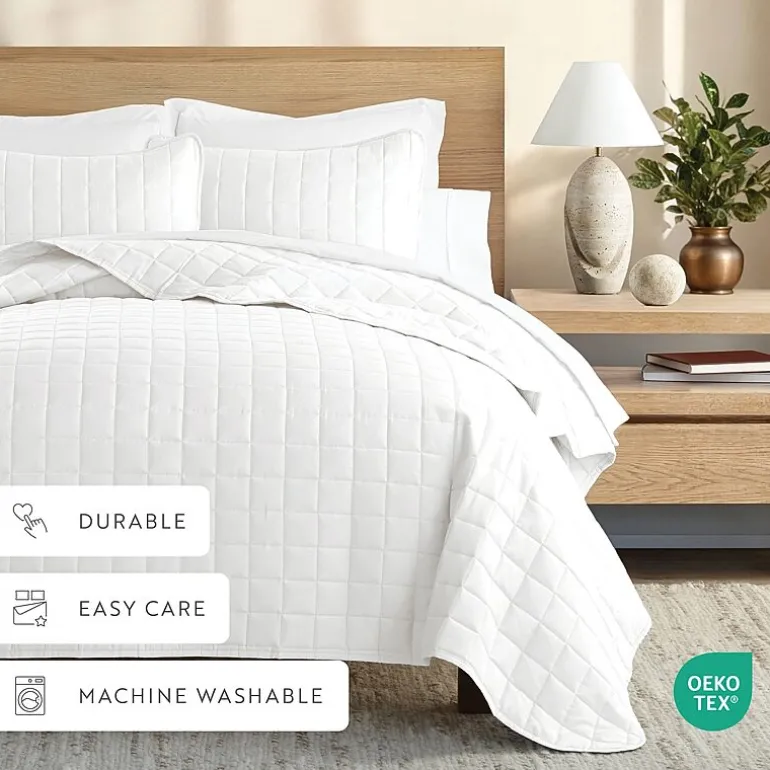 Casual Comfort Premium Ultra Soft Square Pattern Quilted Coverlet Set