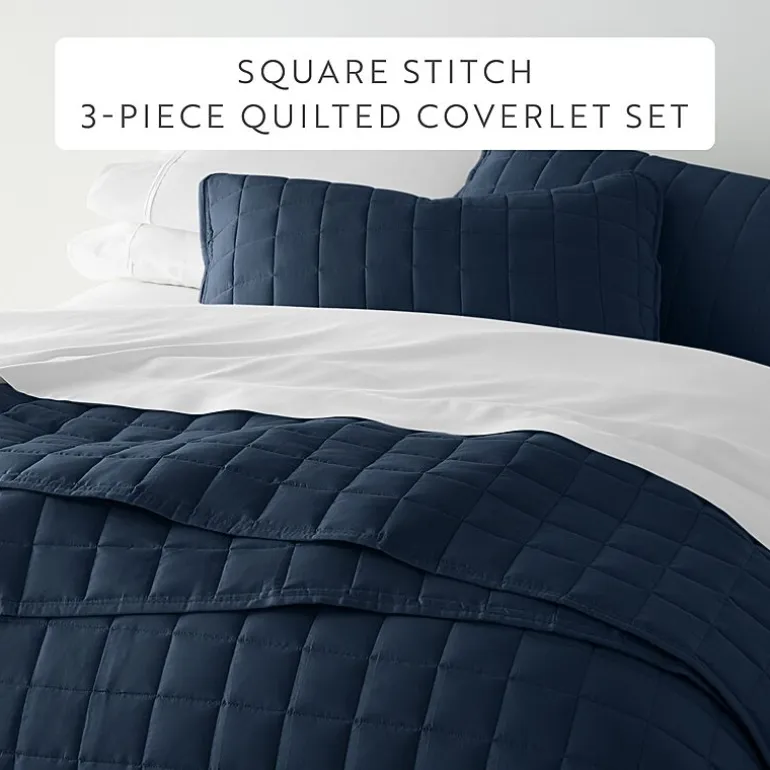 Casual Comfort Premium Ultra Soft Square Pattern Quilted Coverlet Set