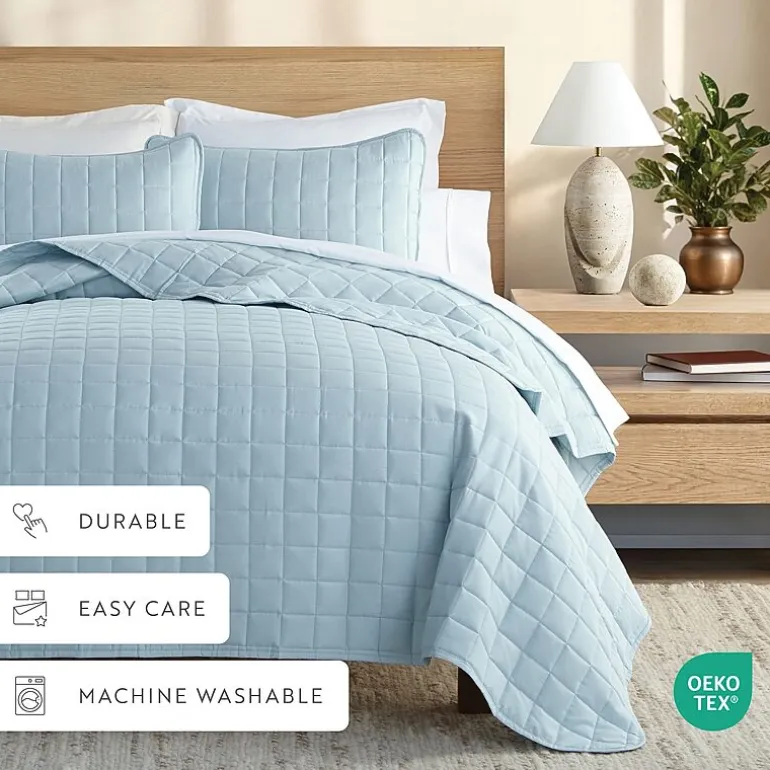 Casual Comfort Premium Ultra Soft Square Pattern Quilted Coverlet Set
