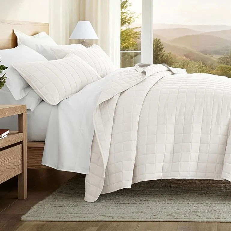Casual Comfort Premium Ultra Soft Square Pattern Quilted Coverlet Set