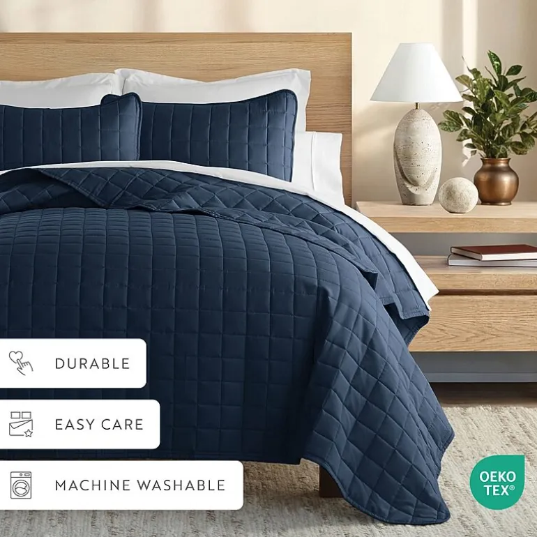 Casual Comfort Premium Ultra Soft Square Pattern Quilted Coverlet Set