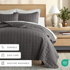Casual Comfort Premium Ultra Soft Square Pattern Quilted Coverlet Set