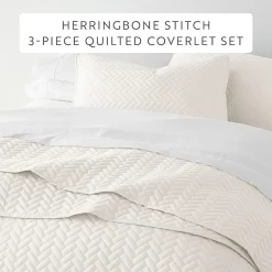 Casual Comfort Premium Ultra Soft Herringbone Pattern Quilted Coverlet Set
