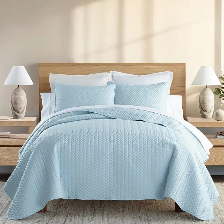 Casual Comfort Premium Ultra Soft Herringbone Pattern Quilted Coverlet Set