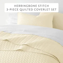 Casual Comfort Premium Ultra Soft Herringbone Pattern Quilted Coverlet Set