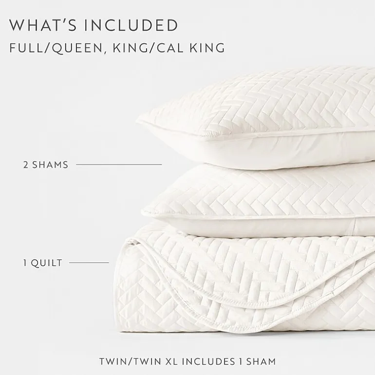 Casual Comfort Premium Ultra Soft Herringbone Pattern Quilted Coverlet Set