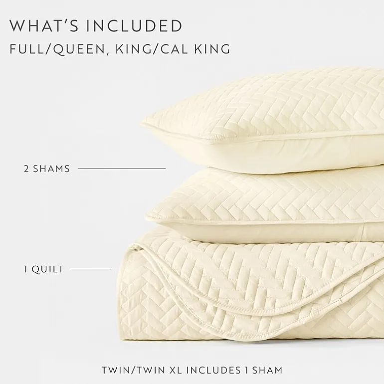 Casual Comfort Premium Ultra Soft Herringbone Pattern Quilted Coverlet Set