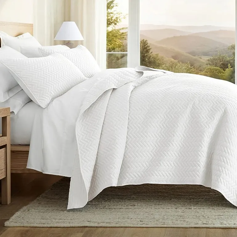 Casual Comfort Premium Ultra Soft Herringbone Pattern Quilted Coverlet Set