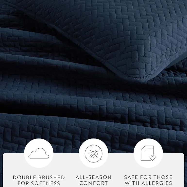 Casual Comfort Premium Ultra Soft Herringbone Pattern Quilted Coverlet Set
