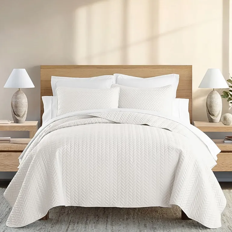 Casual Comfort Premium Ultra Soft Herringbone Pattern Quilted Coverlet Set