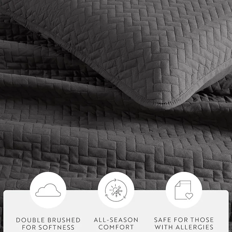 Casual Comfort Premium Ultra Soft Herringbone Pattern Quilted Coverlet Set