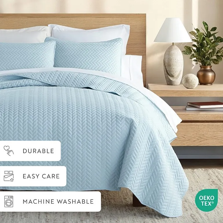Casual Comfort Premium Ultra Soft Herringbone Pattern Quilted Coverlet Set