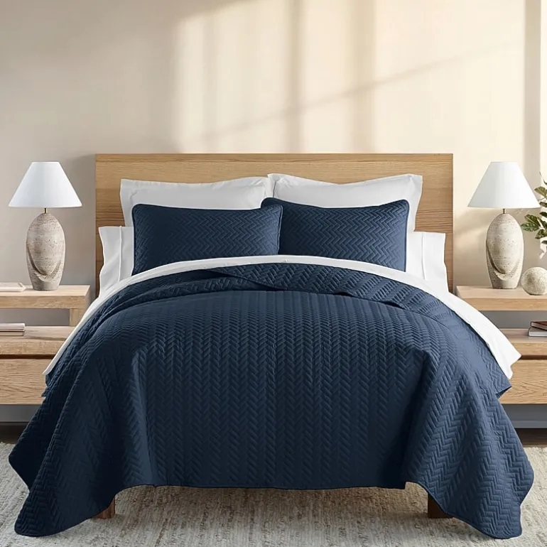 Casual Comfort Premium Ultra Soft Herringbone Pattern Quilted Coverlet Set