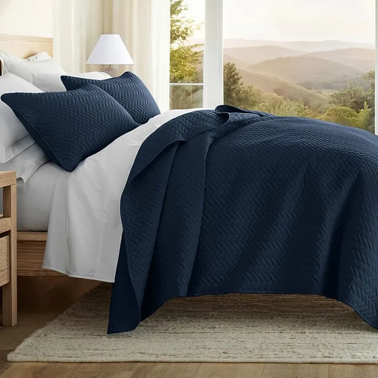 Casual Comfort Premium Ultra Soft Herringbone Pattern Quilted Coverlet Set