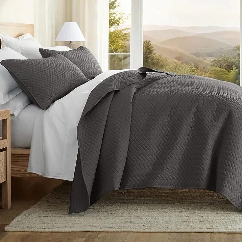 Casual Comfort Premium Ultra Soft Herringbone Pattern Quilted Coverlet Set