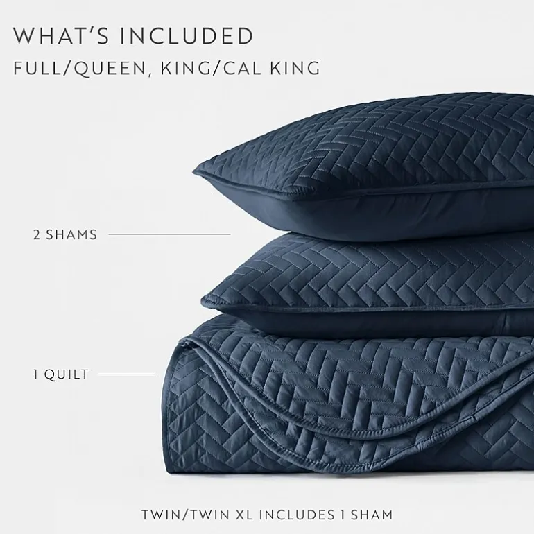 Casual Comfort Premium Ultra Soft Herringbone Pattern Quilted Coverlet Set