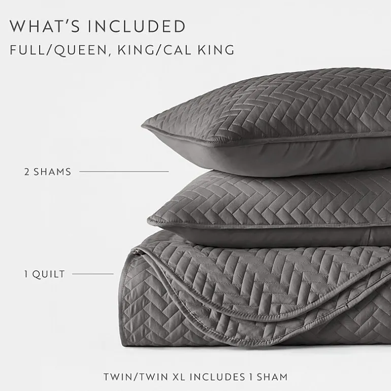 Casual Comfort Premium Ultra Soft Herringbone Pattern Quilted Coverlet Set