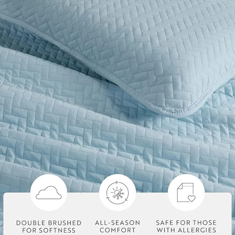 Casual Comfort Premium Ultra Soft Herringbone Pattern Quilted Coverlet Set