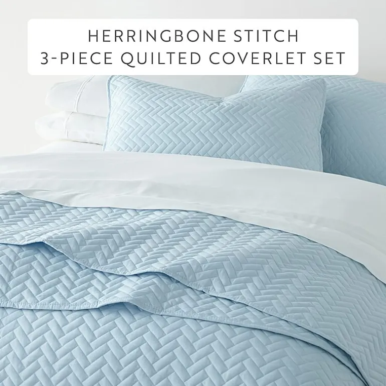 Casual Comfort Premium Ultra Soft Herringbone Pattern Quilted Coverlet Set
