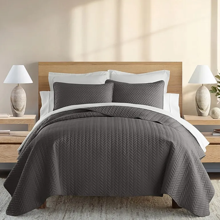 Casual Comfort Premium Ultra Soft Herringbone Pattern Quilted Coverlet Set