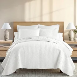 Casual Comfort Premium Ultra Soft Herringbone Pattern Quilted Coverlet Set
