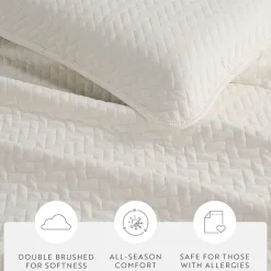 Casual Comfort Premium Ultra Soft Herringbone Pattern Quilted Coverlet Set