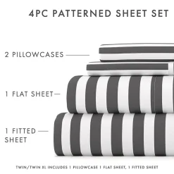 Casual Comfort™ Premium Ultra Soft Ribbon Pattern Microfiber Wrinkle Free Sheet Set