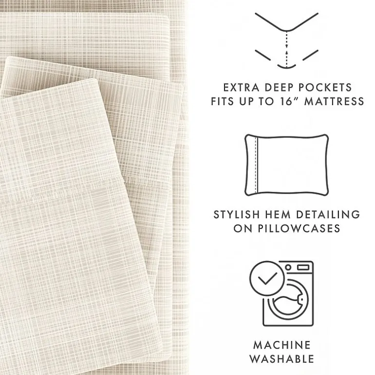 Casual Comfort™ Premium Ultra Soft Thatch Pattern Microfiber Wrinkle Free Sheet Set