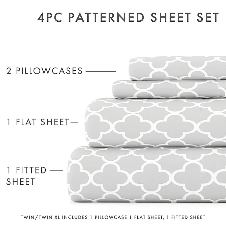 Casual Comfort™ Premium Ultra Soft Quatrefoil Pattern Microfiber Wrinkle Free Sheet Set