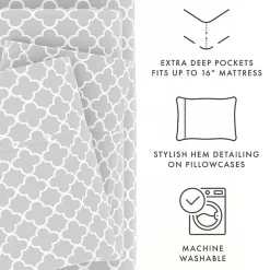 Casual Comfort™ Premium Ultra Soft Quatrefoil Pattern Microfiber Wrinkle Free Sheet Set