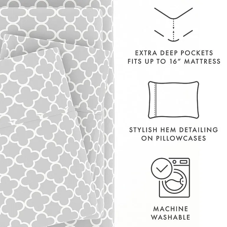 Casual Comfort™ Premium Ultra Soft Quatrefoil Pattern Microfiber Wrinkle Free Sheet Set