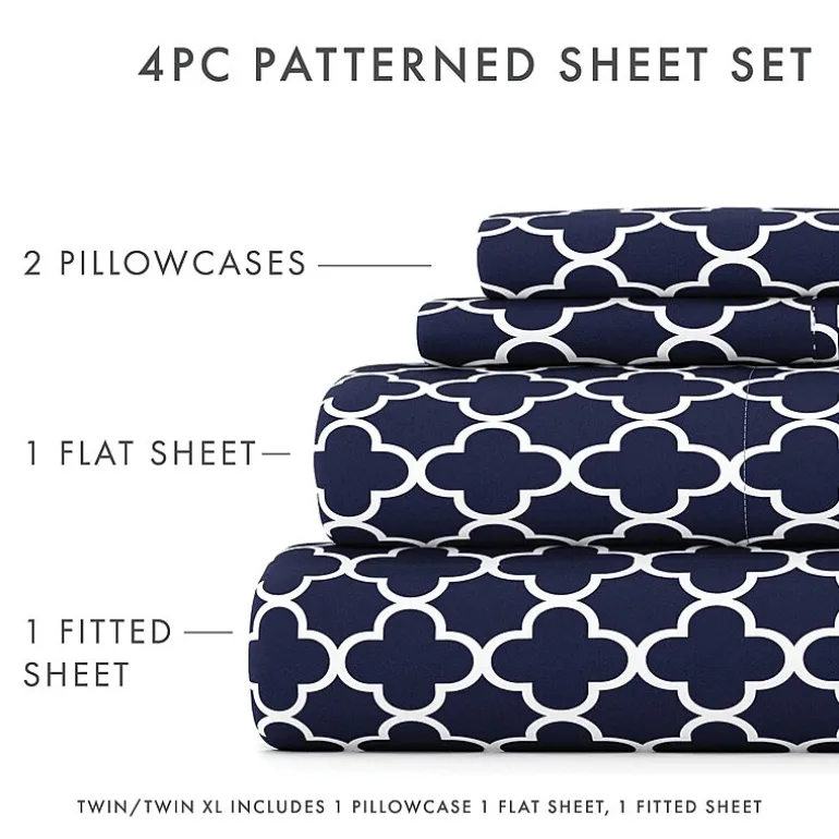 Casual Comfort™ Premium Ultra Soft Quatrefoil Pattern Microfiber Wrinkle Free Sheet Set