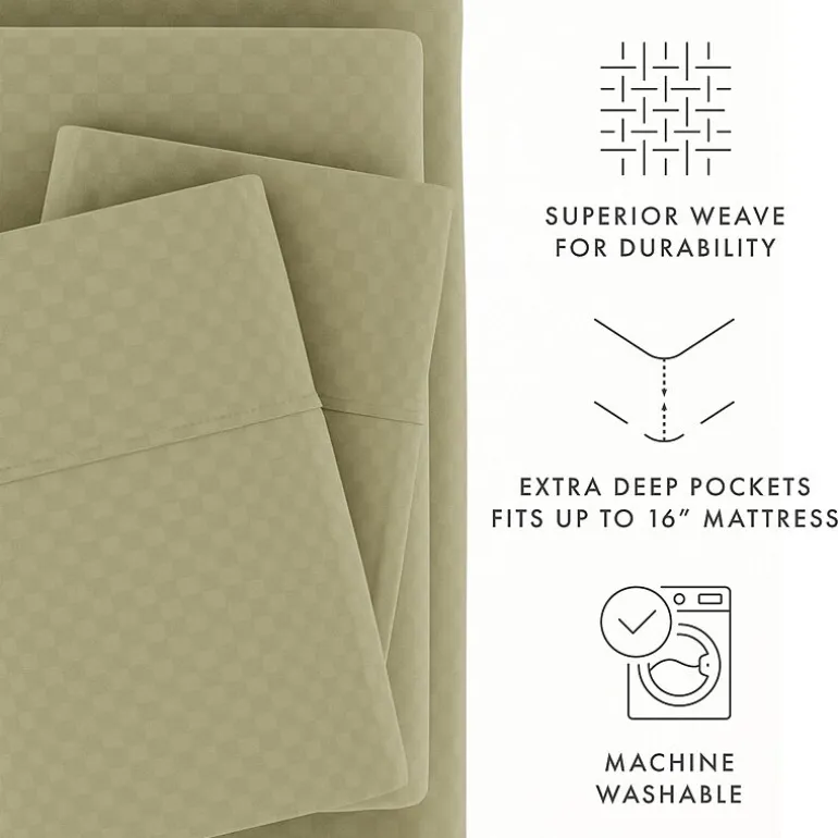 Casual Comfort™ Premium Ultra Soft Checkered Microfiber Wrinkle Free Sheet Set