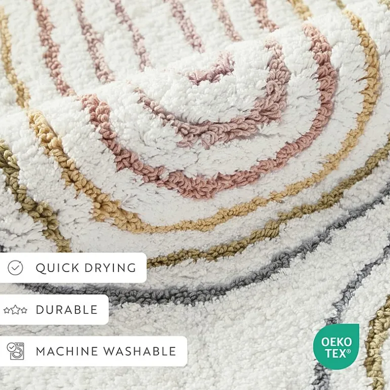 Casual Comfort Rainbow Pattern Cotton Bath Rug