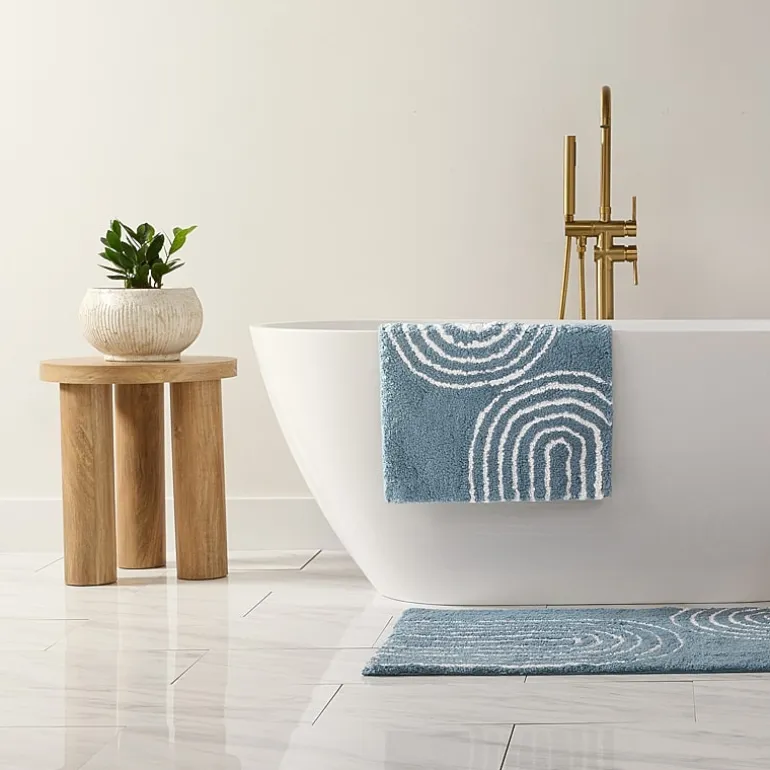 Casual Comfort Rainbow Pattern Cotton Bath Rug
